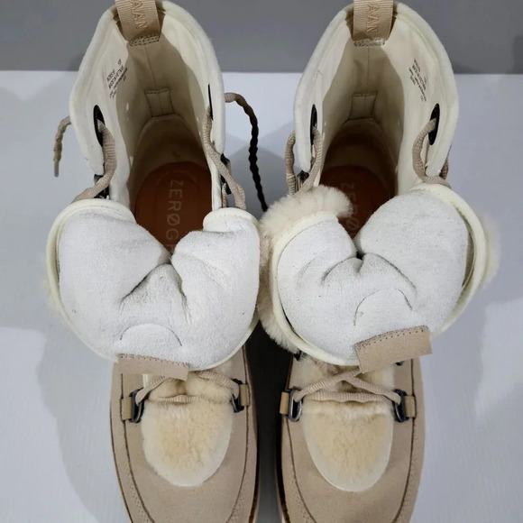 Cole Haan ZeroGrand Luxe Ankle Boot Womens 10 Ivory Suede Water Resistant Hiker - Picture 8 of 14